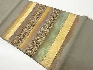 引箔横段に抽象模様刺繍名古屋帯